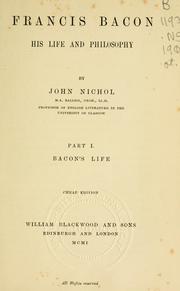 Cover of: Francis Bacon by Nichol, John