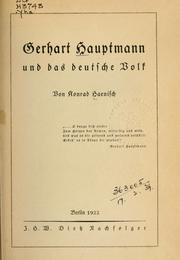 Cover of: Gerhart Hauptmann und das deutsche Volk. by Konrad Haenisch