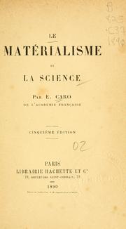 Cover of: Le matérialisme et la science by E. Caro