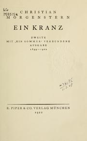 Cover of: Ein Kranz. by Christian Morgenstern