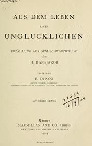 Cover of: Aus dem Leben eines Unglücklichen: Erzählung aus dem Schwarzwalde