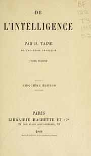 Cover of: De l'intelligence by Hippolyte Taine