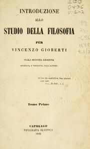 Cover of: Introduzione allo studio della filosofia