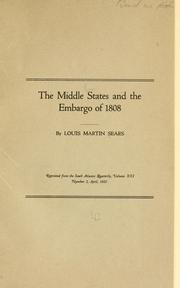 Cover of: middle states and the embargo of 1808