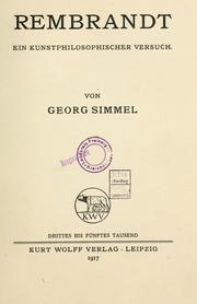 Cover of: Rembrandt by Georg Simmel