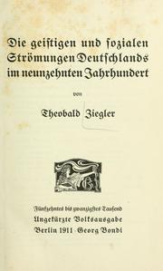 Cover of: geistigen und sozialen Strömungen Deutschlands im neunzehnten Jahrhundert