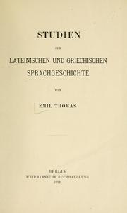 Cover of: Studien zur lateinischen und griechischen Sprachgeschichte