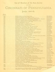 Cover of: List of members of the state Society of the Cincinnati of Pennsylvania.