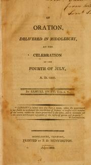 Cover of: An oration by Samuel Swift