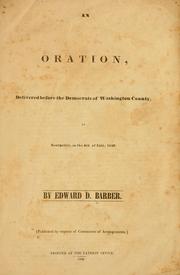 Cover of: An oration by Edward Downing Barber