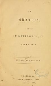 Cover of: oration delivered in Lexington, Ia.: July 4, 1838.