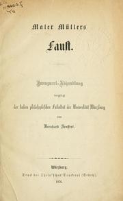 Cover of: Maler Müllers Faust. by Bernhard Seuffert