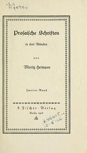 Cover of: Prosaische Schriften. by Heimann, Moritz
