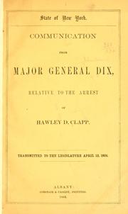 Cover of: Communication from Major General Dix