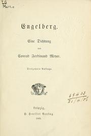 Cover of: Engelberg by Conrad Ferdinand Meyer