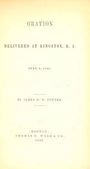 Oration delivered at Kingston, R. I by James Brown Mason Potter