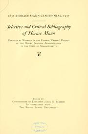 Cover of: Selective and critical bibliography of Horace Mann.