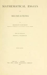 Cover of: Mathematical essays and recreations by Hermann Cäsar Hannibal Schubert