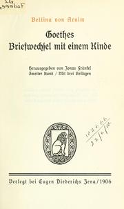 Cover of: Bettina von Arnim by Johann Wolfgang von Goethe