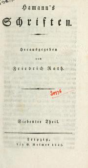 Cover of: Hamann's Schriften