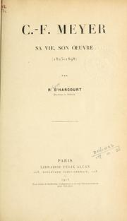 Cover of: C.F. Meyer; sa vie, son oeuvre (1825-1898)