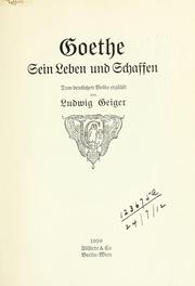Cover of: Goethe: sein Leben und Schaffen dem deutschen Volke.