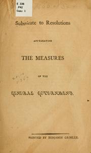 Cover of: Substitute to Resolutions approbating the measures of the general government.