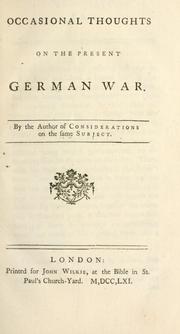 Cover of: Occasional thoughts on the present German war. by Israel Mauduit