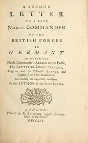 Cover of: second letter to a late noble commander of the British forces in Germany.