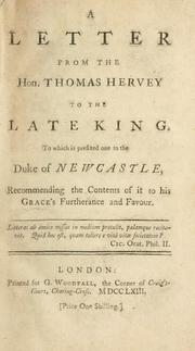 Cover of: letter from the Honourable Thomas Hervey to the late king.