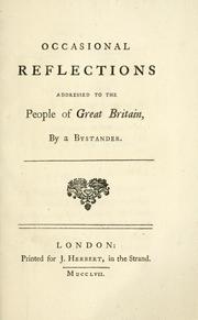 Cover of: Occasional reflections addressed to the people of Great Britain by Bystander.