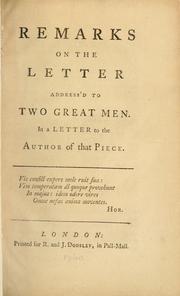 Remarks on the Letter address'd to two great men by William Burke