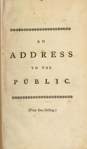 Cover of: address to the public, on the late dismission of a general officer.