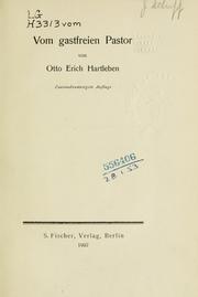 Cover of: Vom gastfreien Pastor.