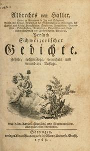 Cover of: Versuch schweizerischer Gedichte. by Albrecht von Haller