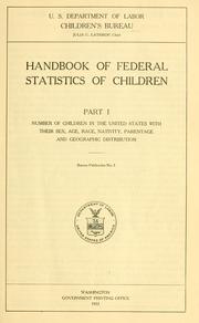 Cover of: Handbook of federal statistics of children.