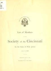 Cover of: List of members of the Society of the Cincinnati in the state of New Jersey, July 5, 1909 ...