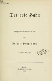 Cover of: Der rote Hahn: tragikomödie in vier Akten.