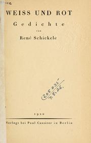 Cover of: Weiss und rot by René Schickele