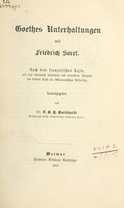 Cover of: Unterhaltungen mit Friedrich Soret by Johann Wolfgang von Goethe