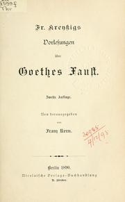 Cover of: Vorlesungen über Goethes Faust