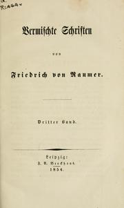 Cover of: Vermischte Schriften.