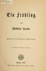 Cover of: Ein Frühling. by Wilhelm Raabe