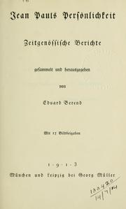 Cover of: Jean Pauls Persönlichkeit: zeitgenössische Berichte.