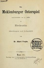 Cover of: Das Meklenburger Osterspiel by übertragen und behandelt von Albert Freybe.