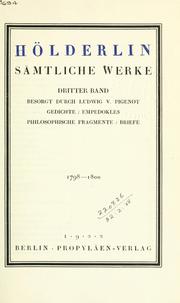 Sämtliche Werke by Friedrich Hölderlin