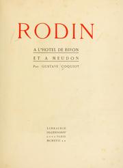 Cover of: Rodin a l'Hotel de Biron et a Meudon by Gustave Coquiot