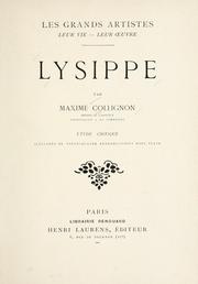 Cover of: Lysippe by Maxime Collignon