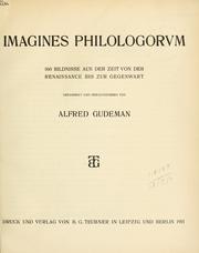 Cover of: Imagines Philologorum by A. Gudeman