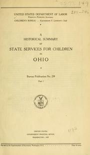Cover of: historical summary of state services for children.
